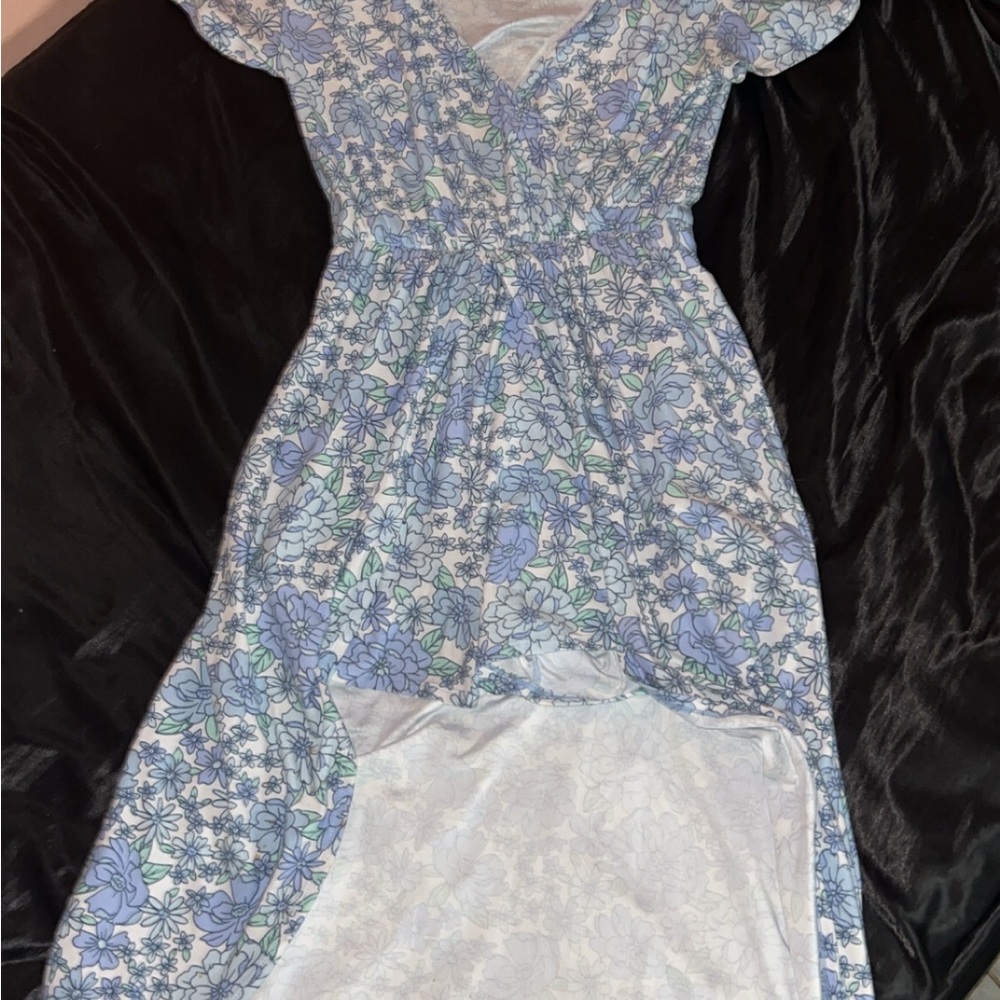 No Boundaries Blue and White Floral Romper Dress